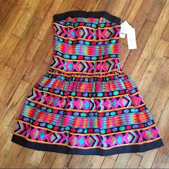 𝅺DEADSTOCK vintage dress 80s NWT tulle skirt strapless bodice corset A.J. Bari - Picture 5 of 15